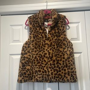 Echo x Bloomingdales faux fur leopard vest